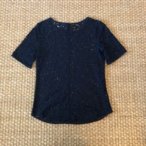Navy Lace Top